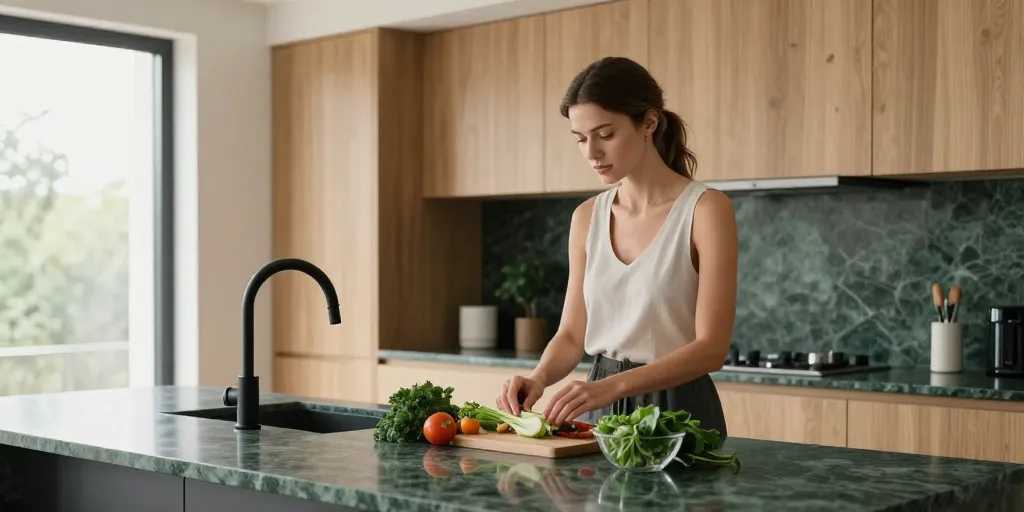 plan de travail cuisine vert